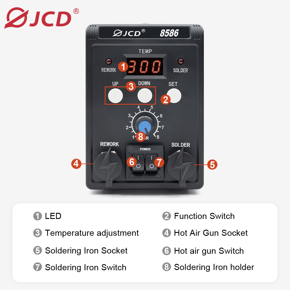 JCD 750W 8586 2 In 1 Digital E - 2 In 1 Soldering Rework Station 750W recension och pris