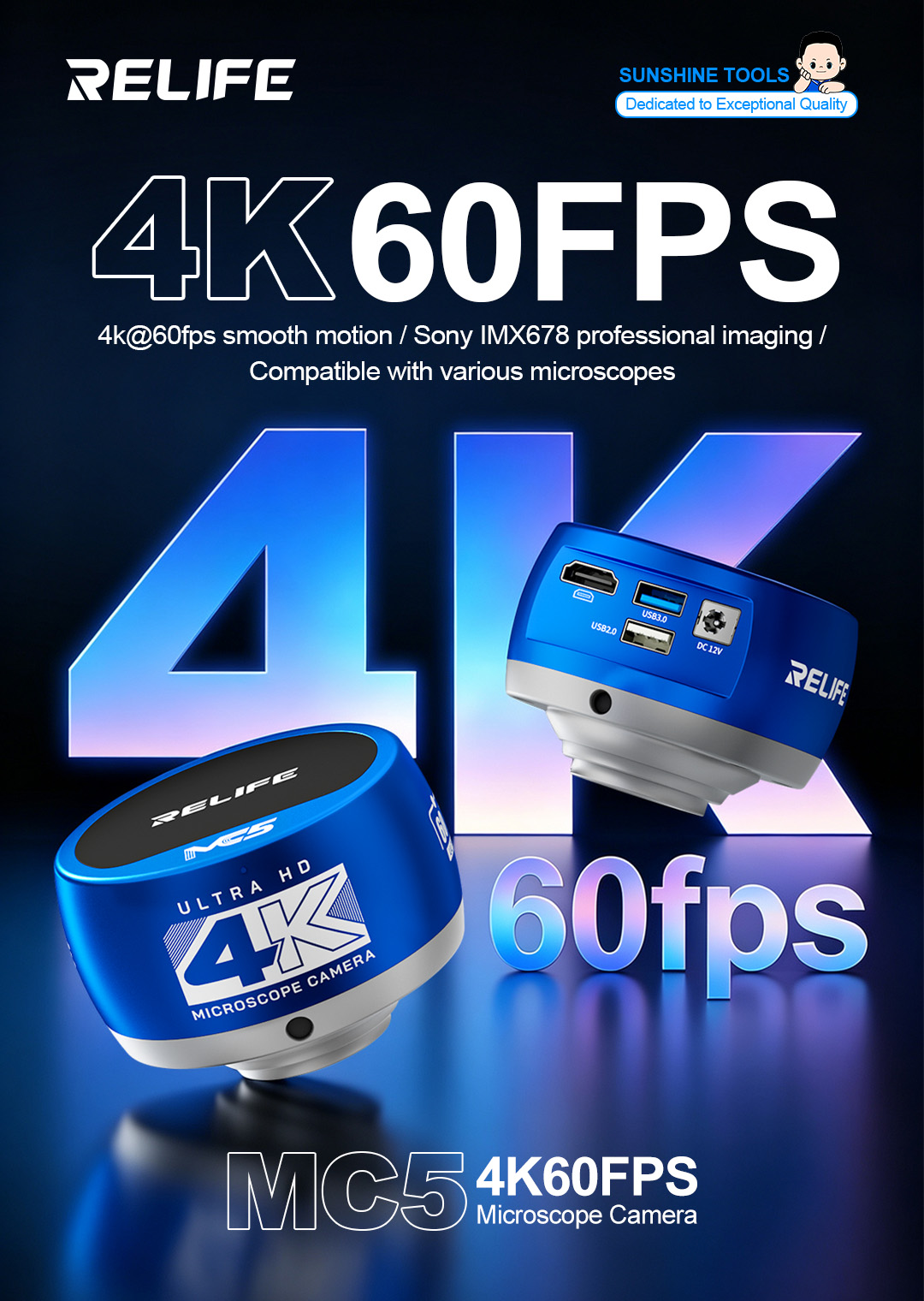 RELIFE MC5 4K 60FPS Microscope - 4K Microscope Camera Sony Sensor recension och pris